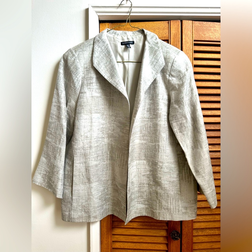 Eileen Fisher Neutral/Silver Size Small Blazer